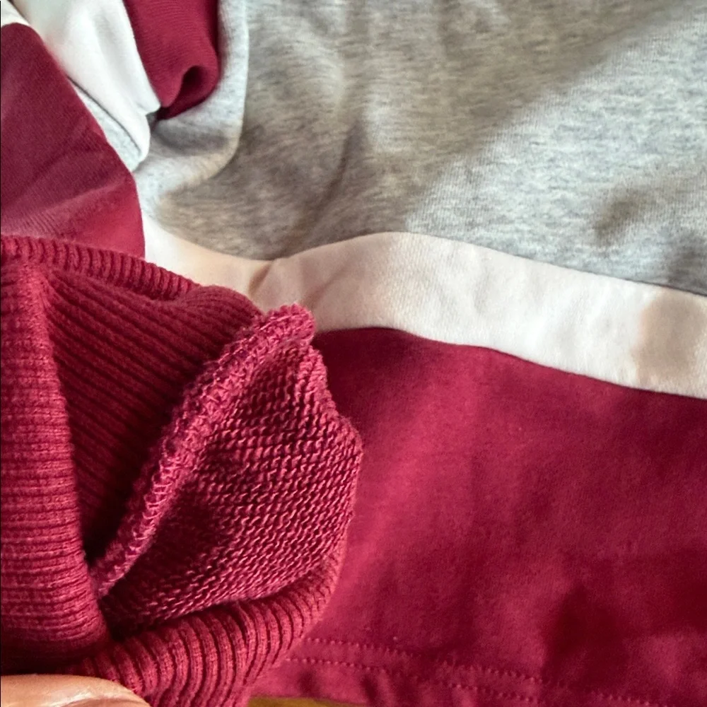 Superdown Julet Cropped Rugby Polo Top in Burgundy, Gray & White - Picture 5 of 9
